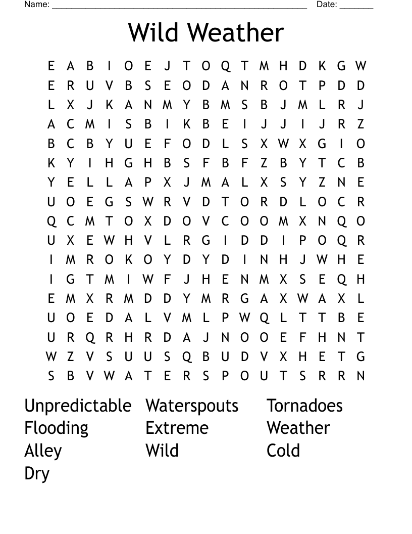 Wild Weather Word Search