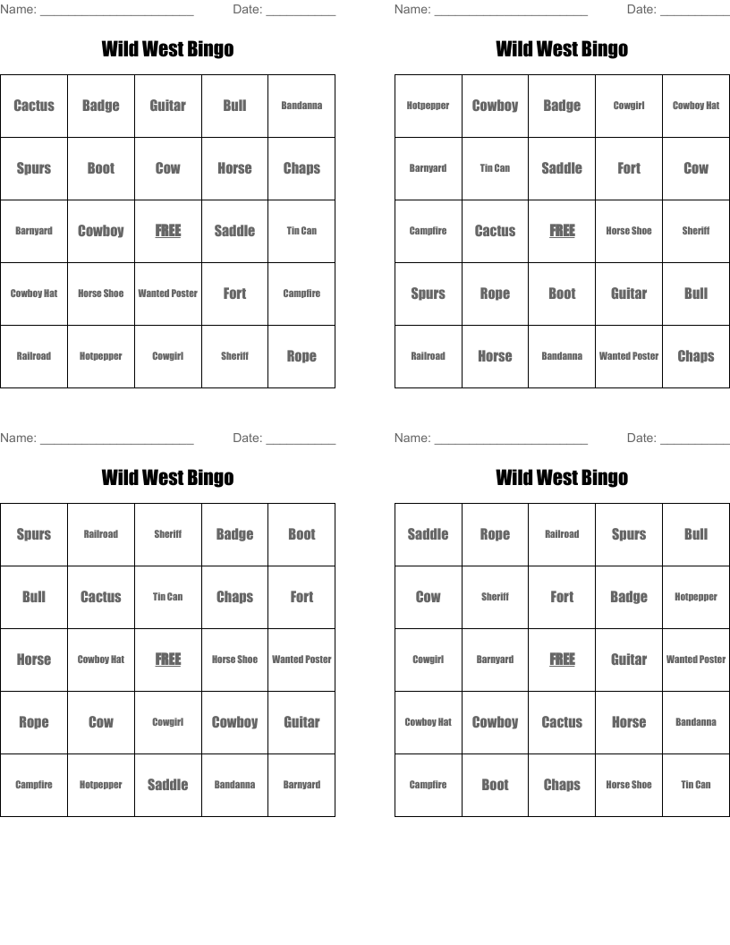 Wild West Bingo