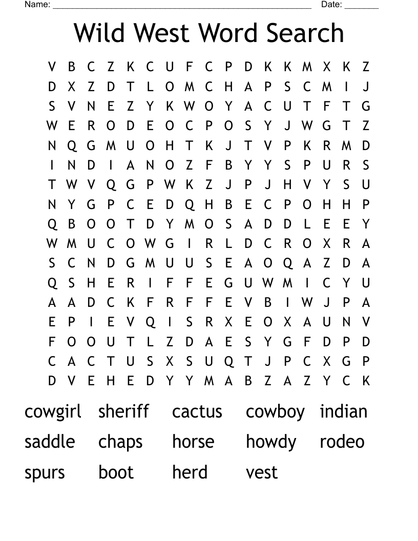 Wild West Word Search