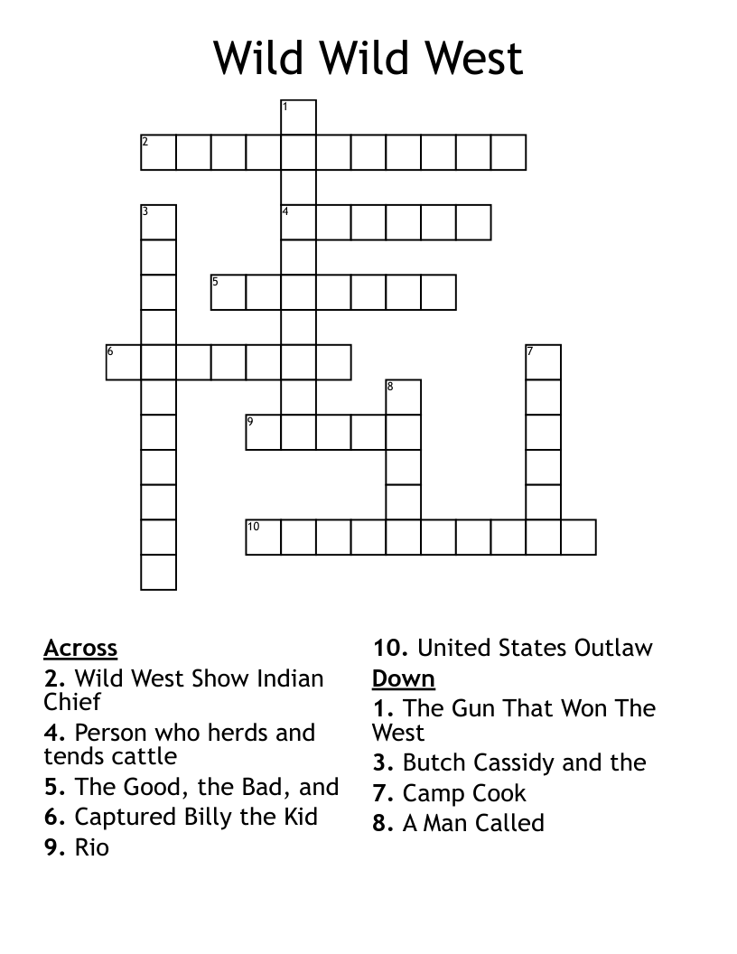 Wild Wild West Crossword