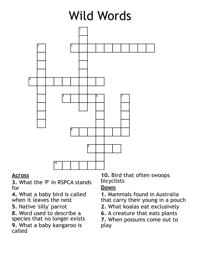 Wild Words Crossword