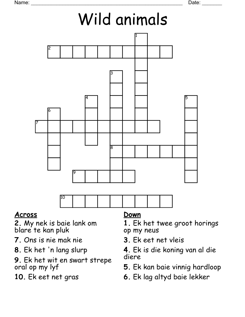 Wild animals Crossword
