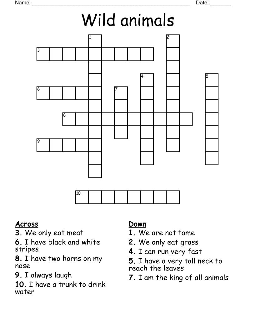 Wild animals Crossword