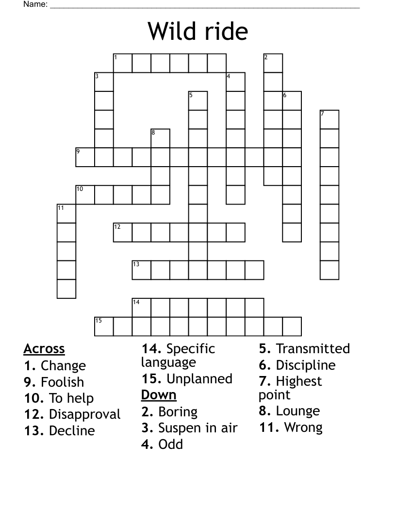 Wild ride  Crossword