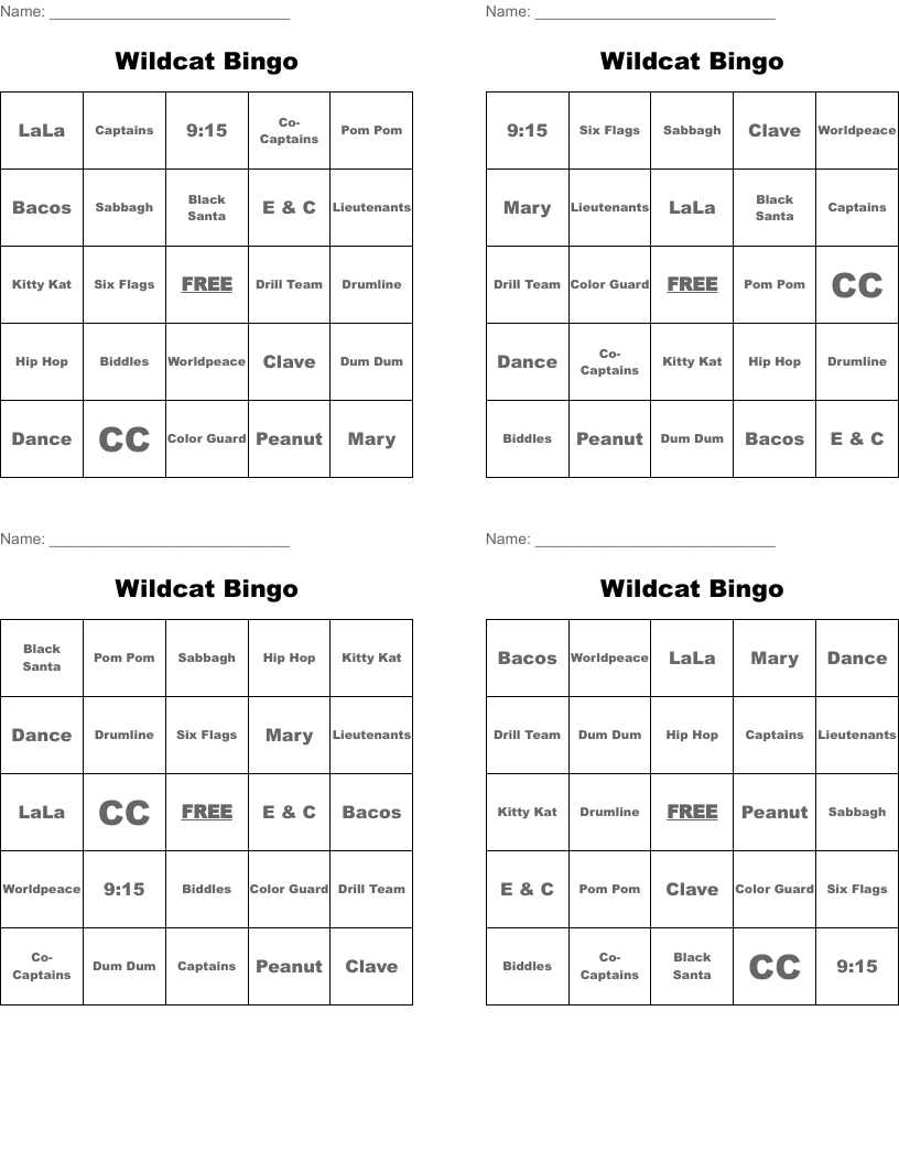 Wildcat Bingo