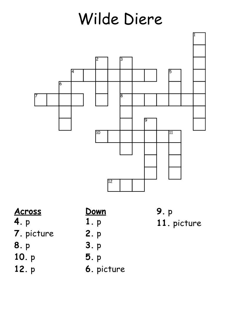 Wilde Diere Crossword