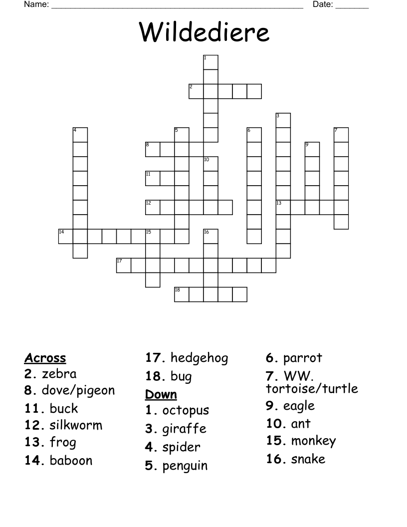 Wildediere Crossword