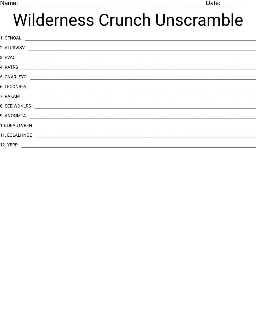 Wilderness Crunch Unscramble