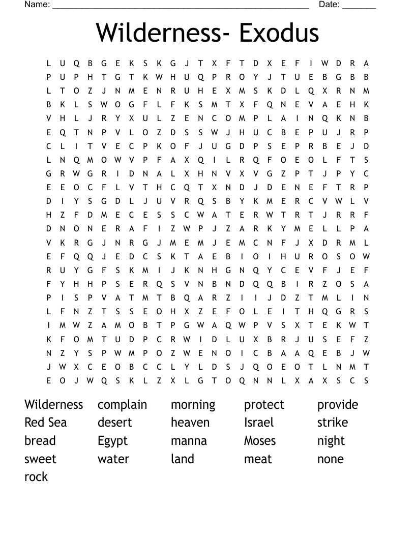 Wilderness- Exodus Word Search