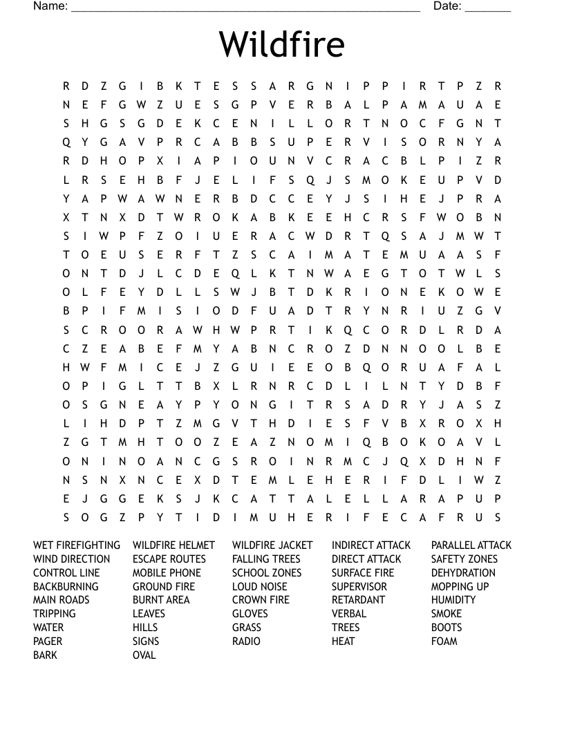 Wildfire Word Search