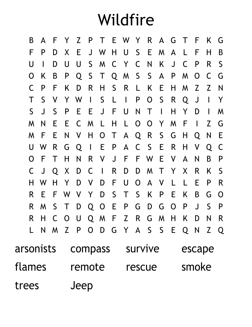 Wildfire  Word Search