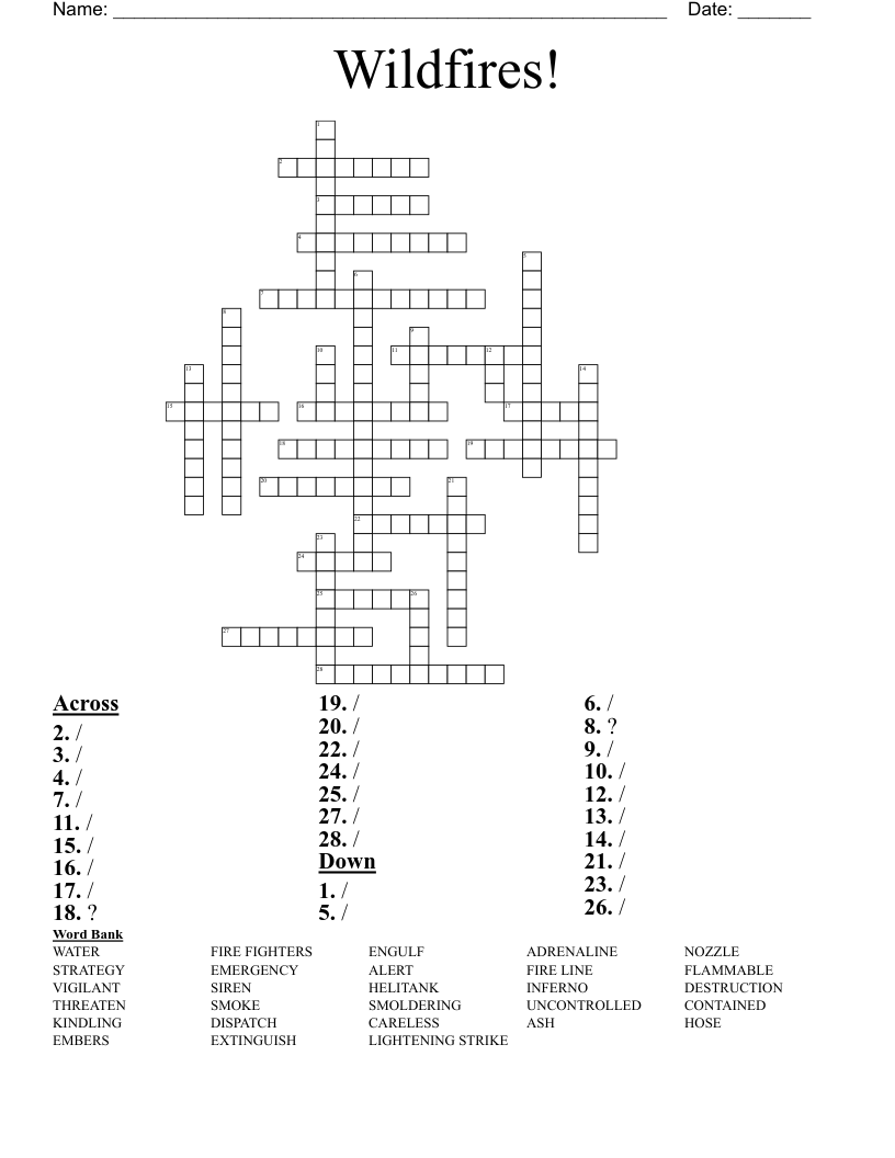 Wildfires! Crossword