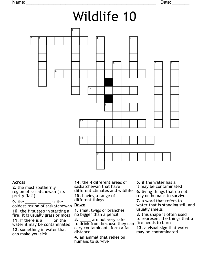 Wildlife 10 Crossword
