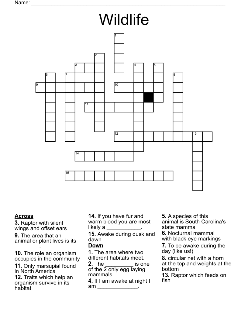 Wildlife Crossword