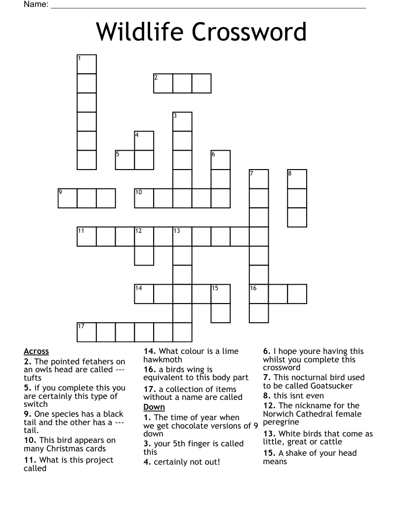 Wildlife Crossword