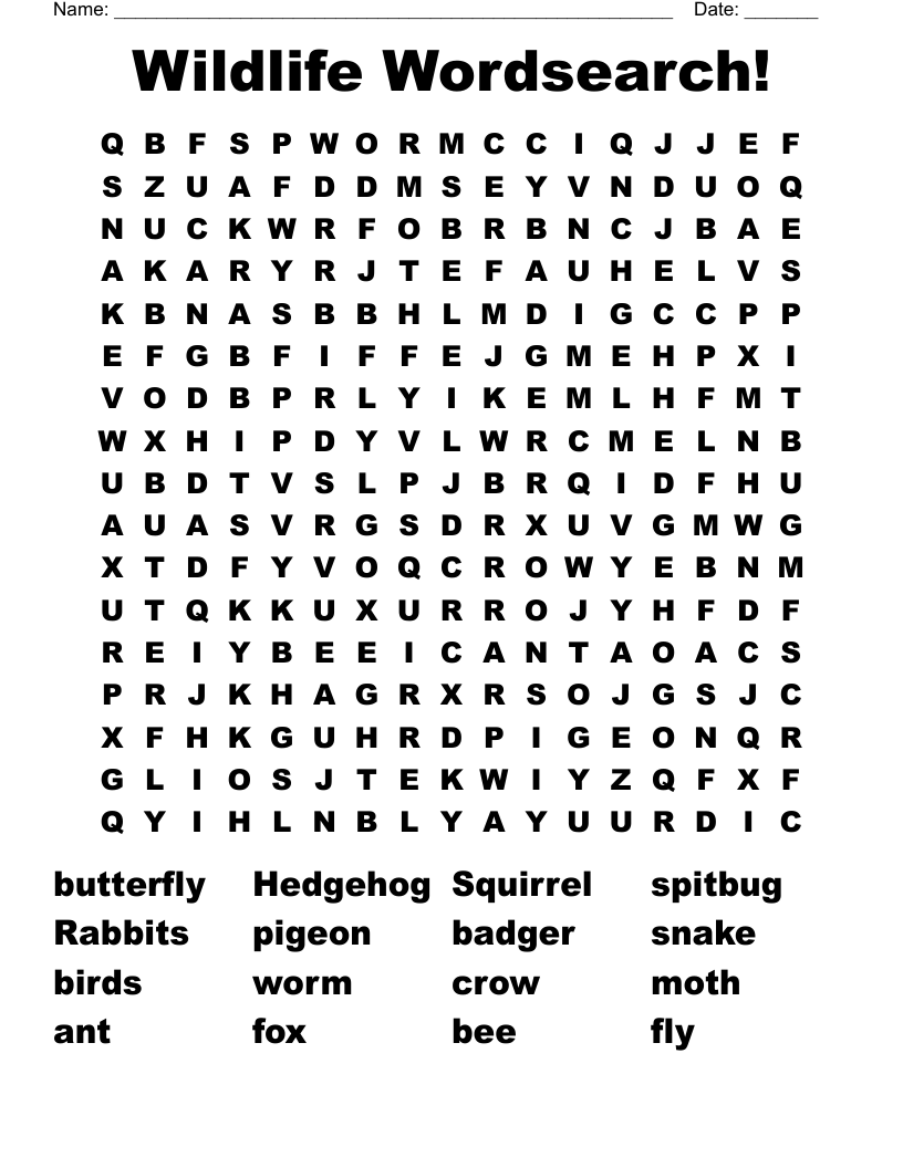 Wildlife Wordsearch!