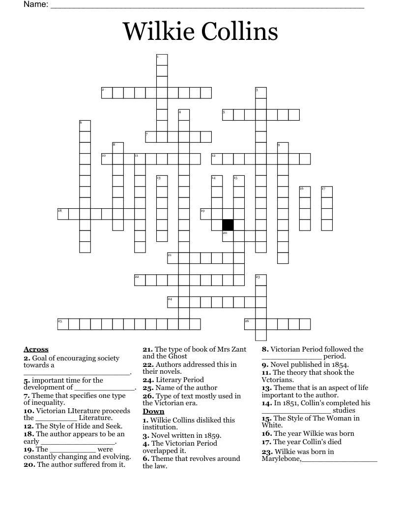 Wilkie Collins Crossword