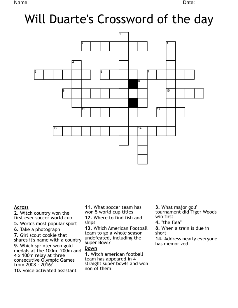 Will Duarte's Crossword of the day