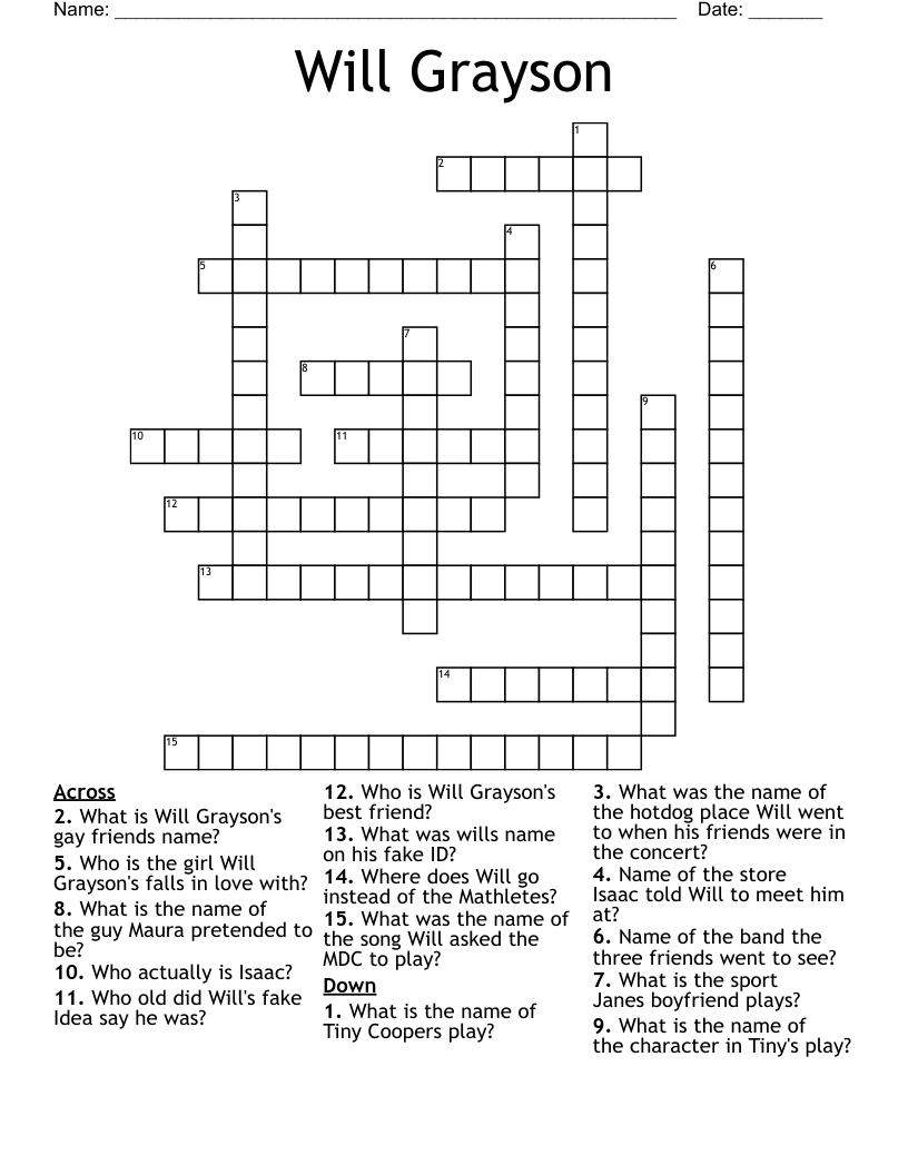 Will Grayson Crossword