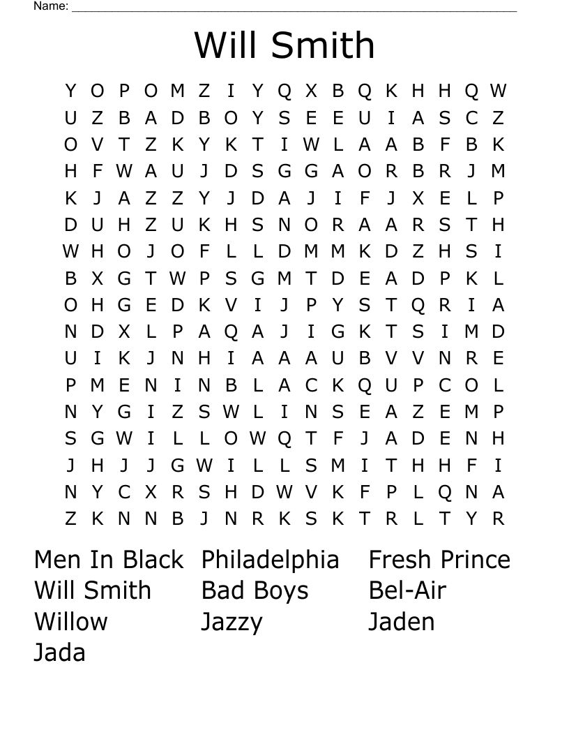 Will Smith Word Search