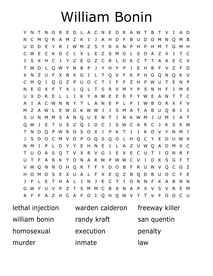 William Bonin Word Search