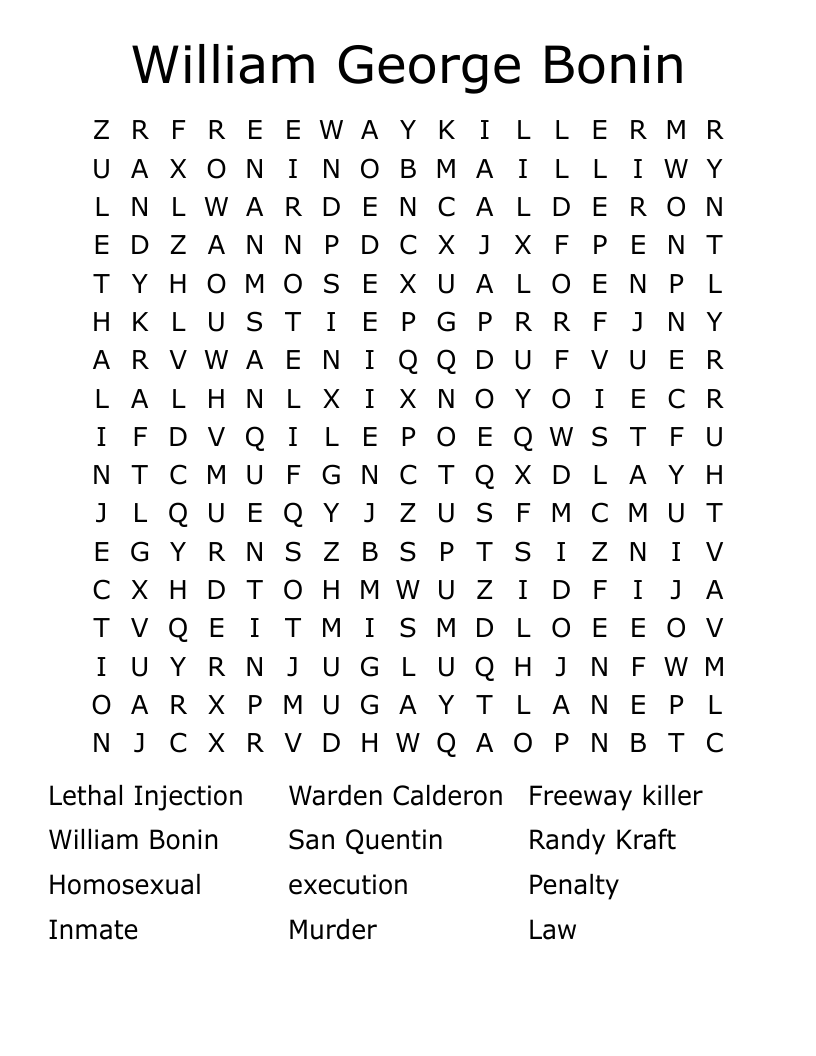 William George Bonin Word Search