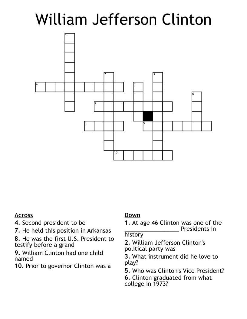 William Jefferson Clinton Crossword