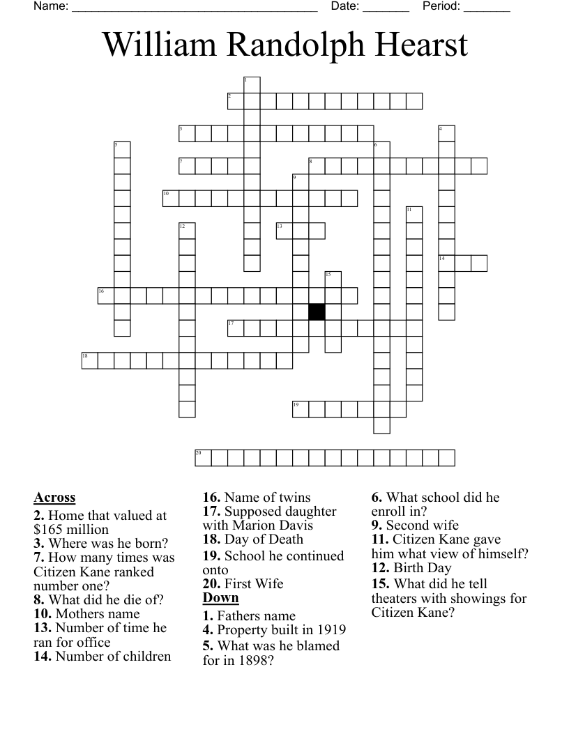 William Randolph Hearst Crossword