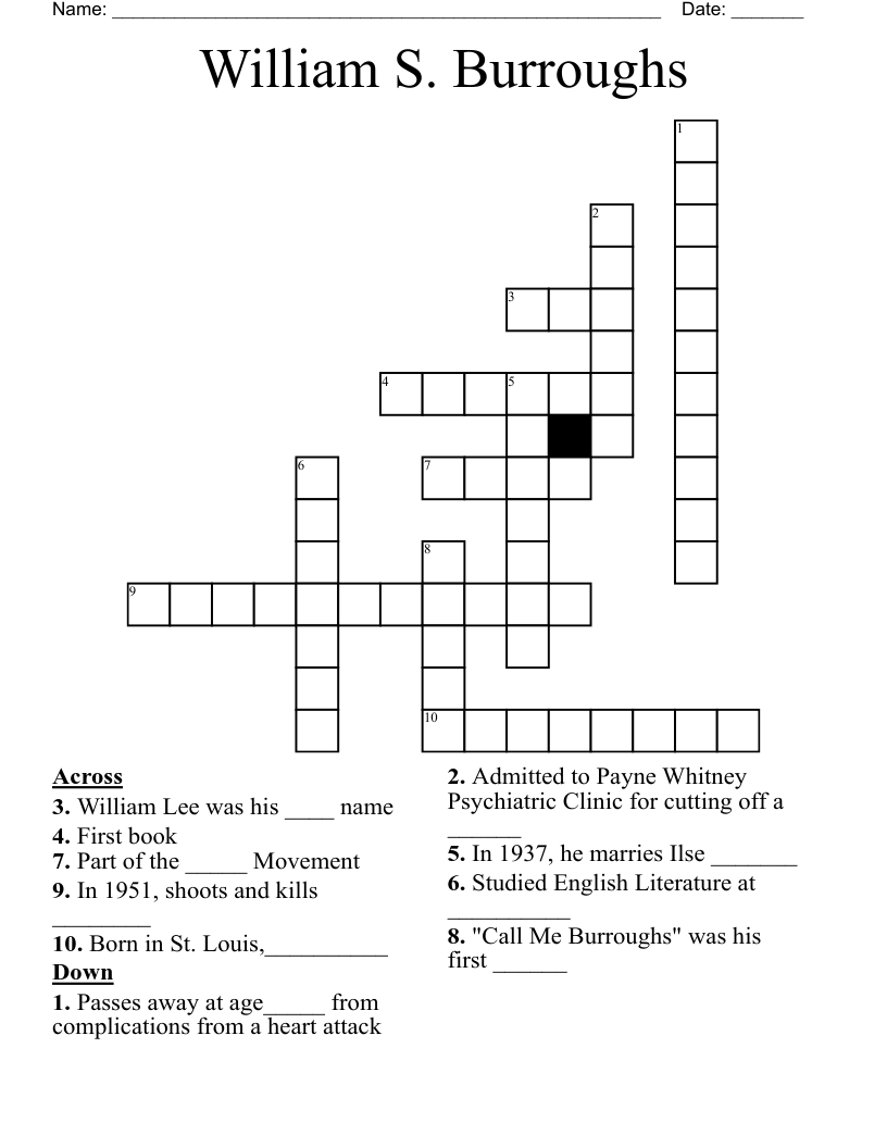 William S. Burroughs  Crossword