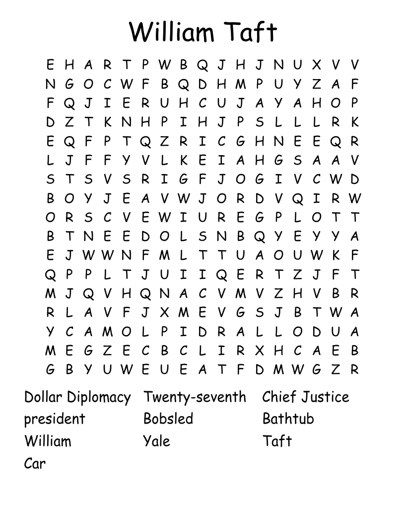 William Taft Word Search