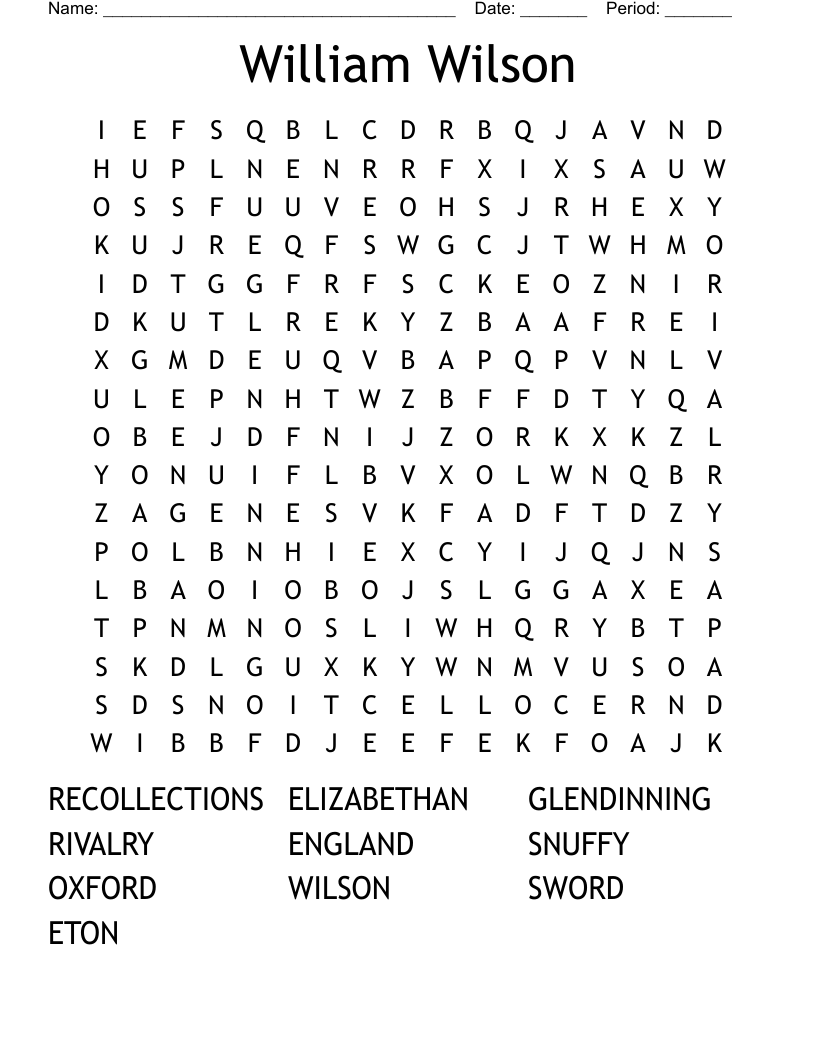 William Wilson Word Search