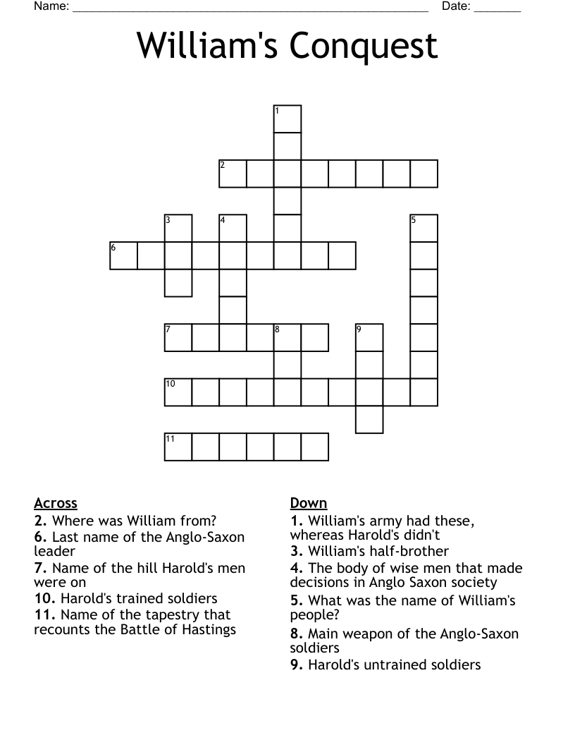 William's Conquest Crossword