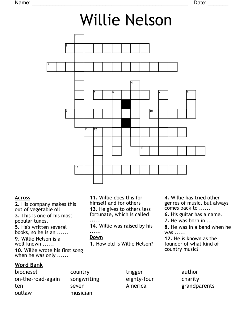 Willie Nelson Crossword