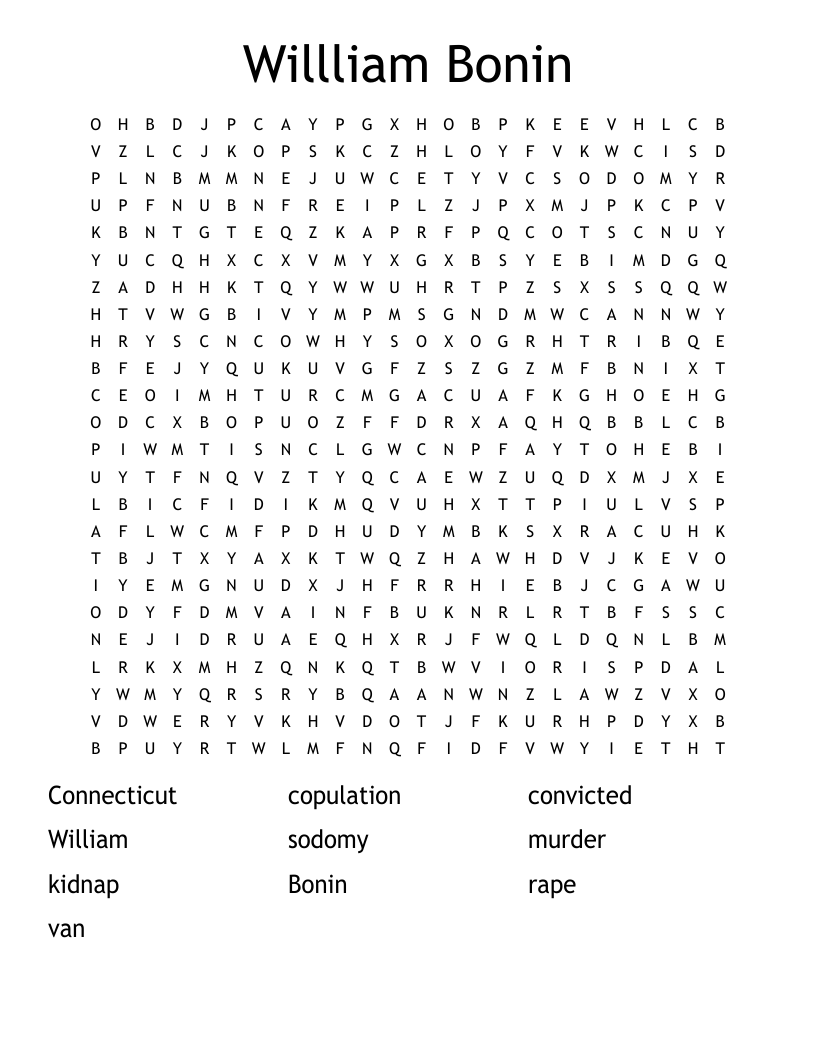 Willliam Bonin Word Search
