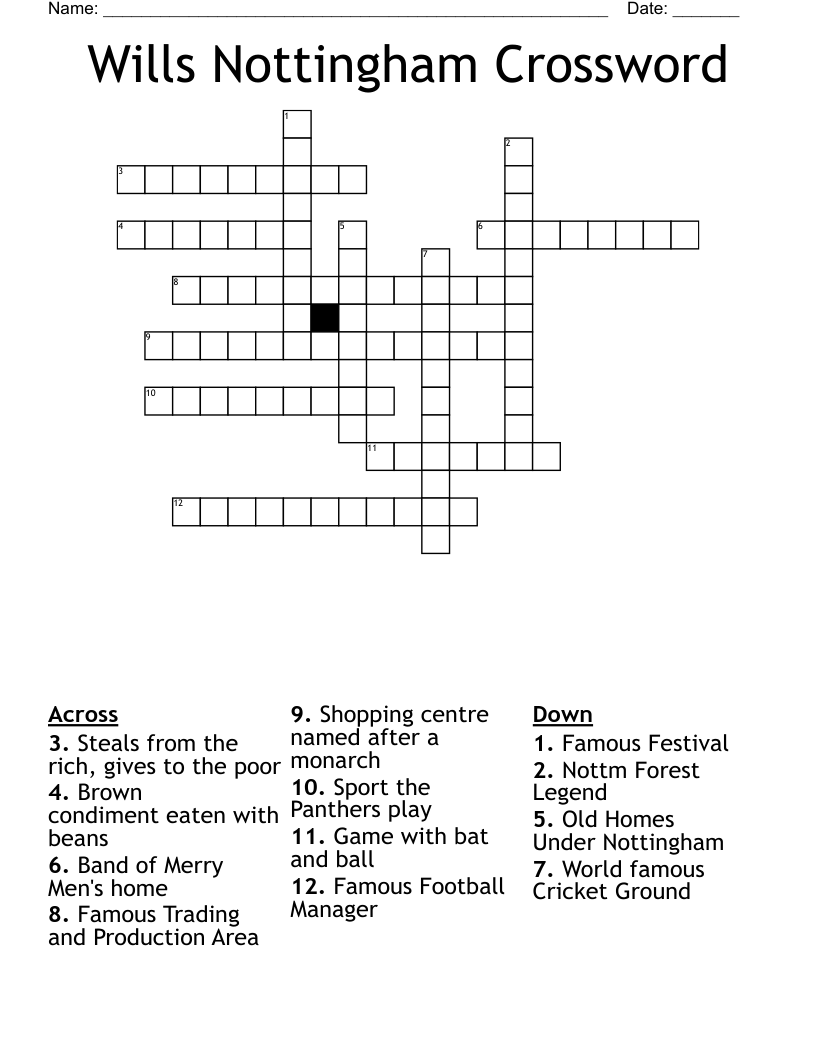 Wills Nottingham Crossword