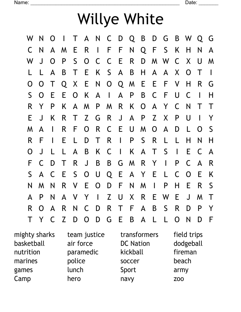 Willye White Word Search