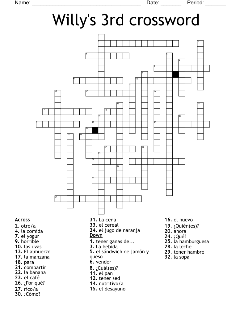 Willy's 3rd crossword