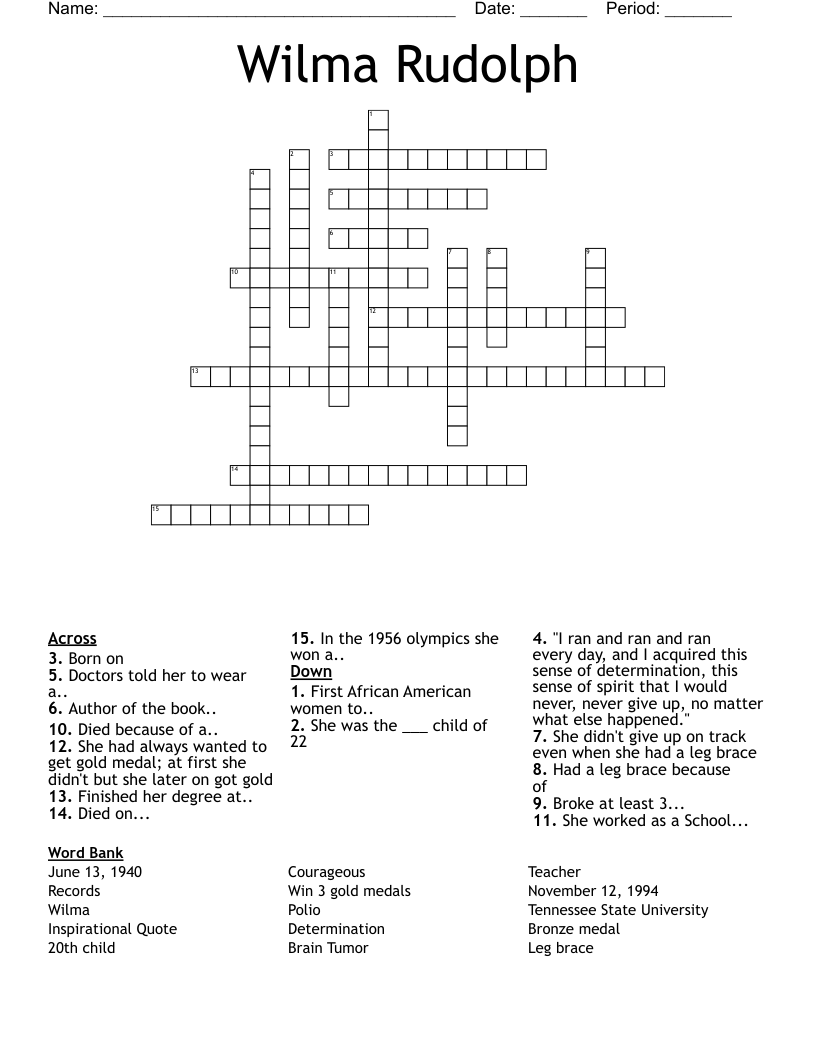 Wilma Rudolph Crossword