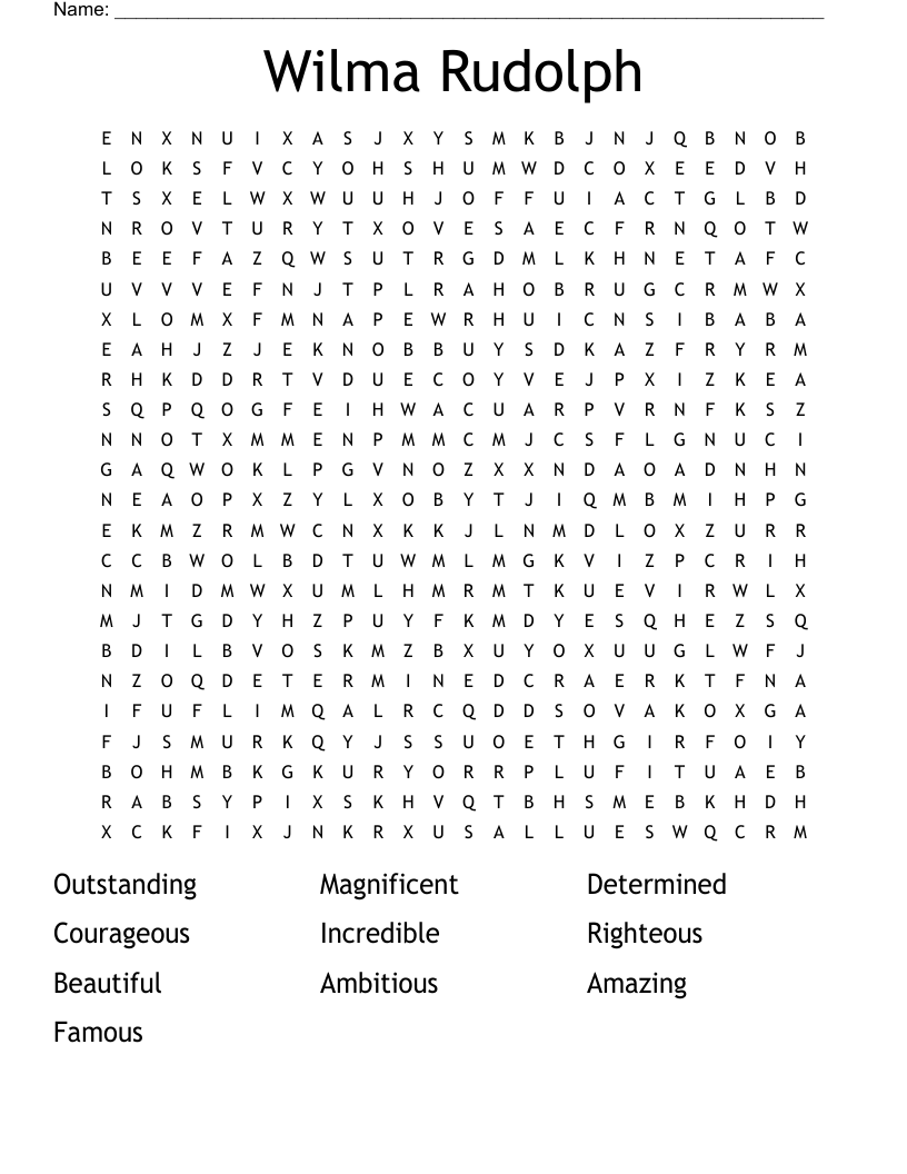 Wilma Rudolph Word Search