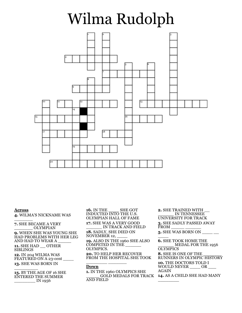 Wilma Rudolph Crossword