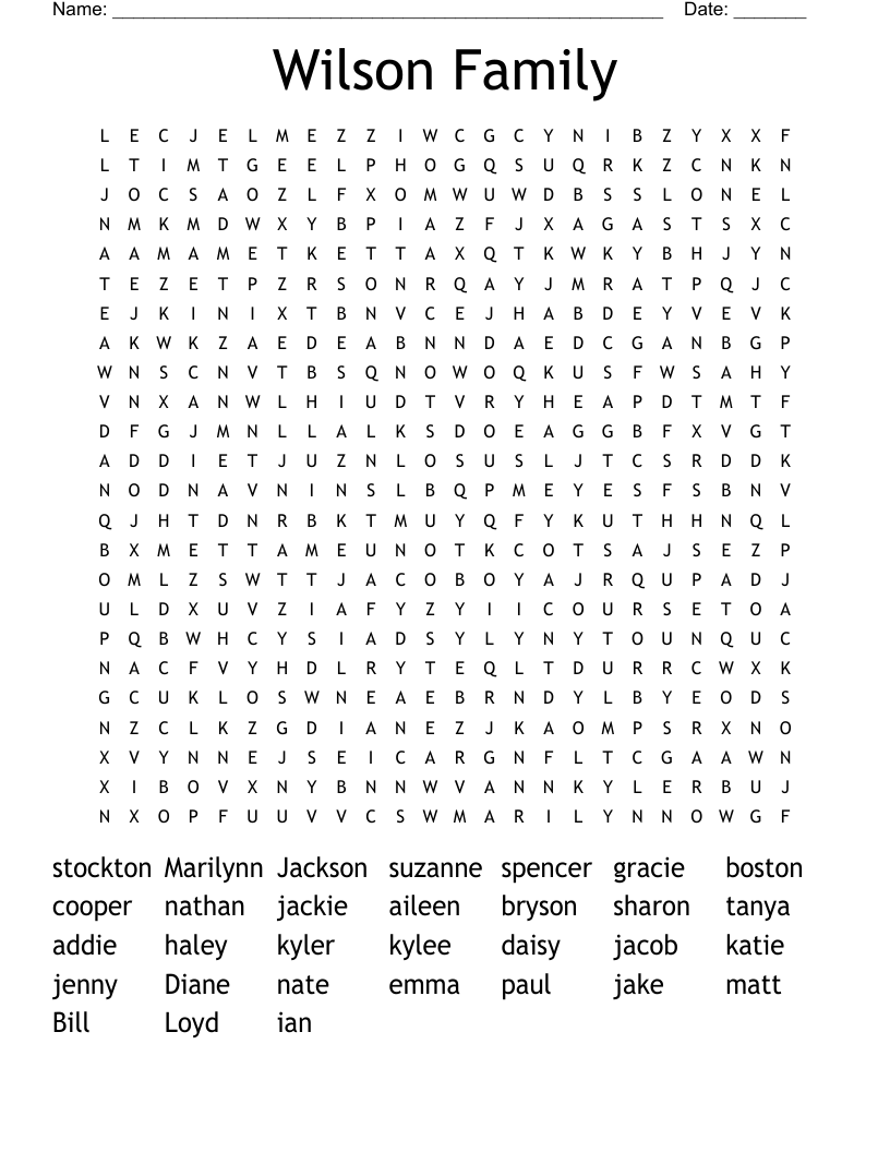 Wilson  Family  Word Search