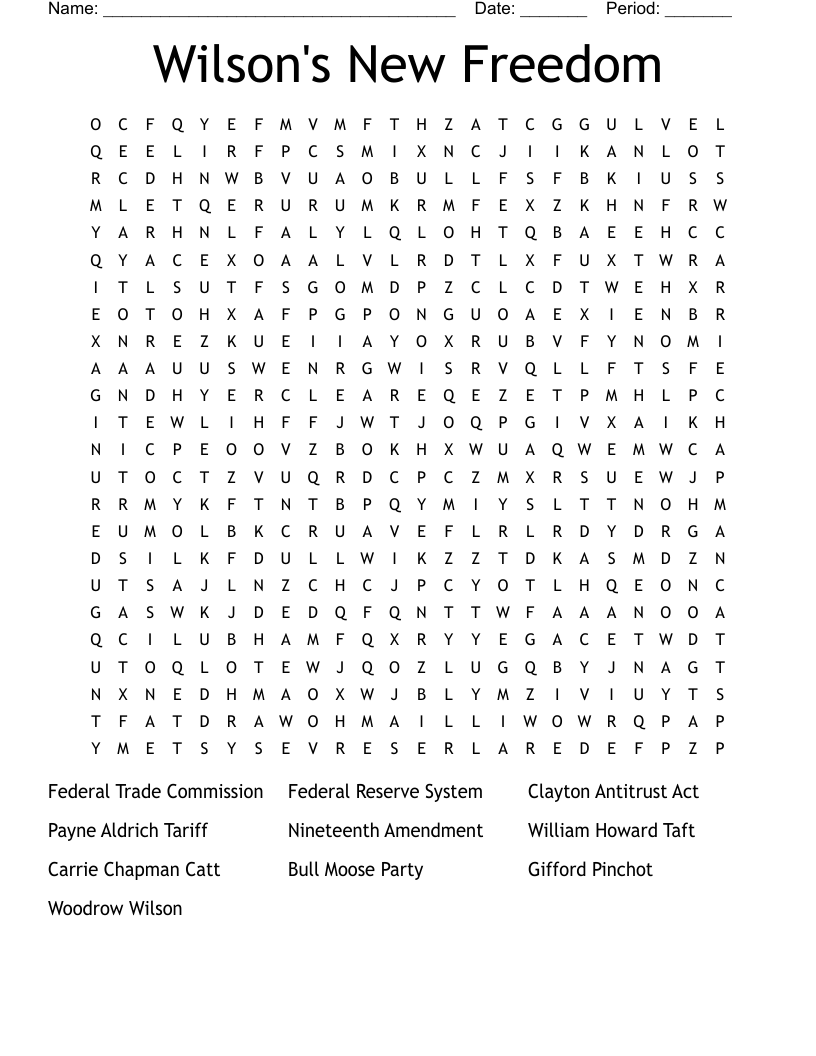 Wilson's New Freedom Word Search