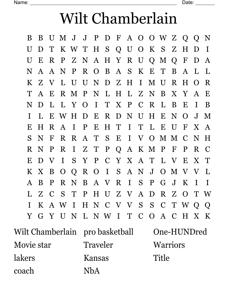 Wilt Chamberlain  Word Search