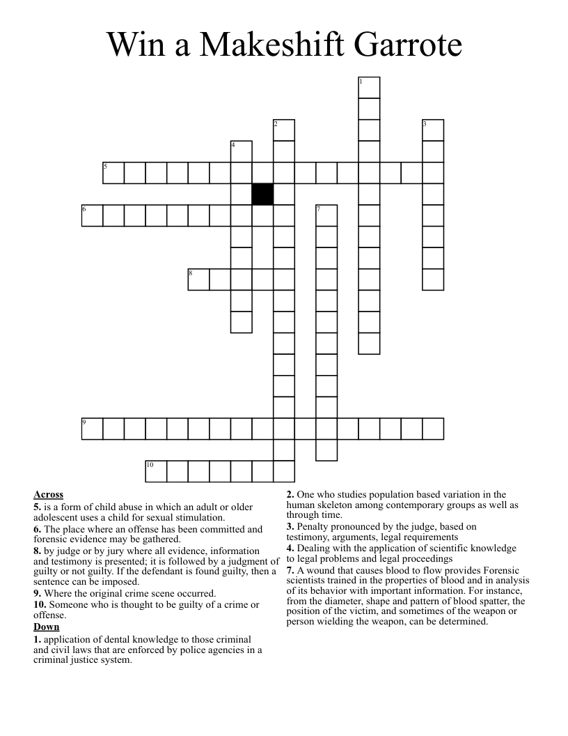 Win a Makeshift Garrote Crossword