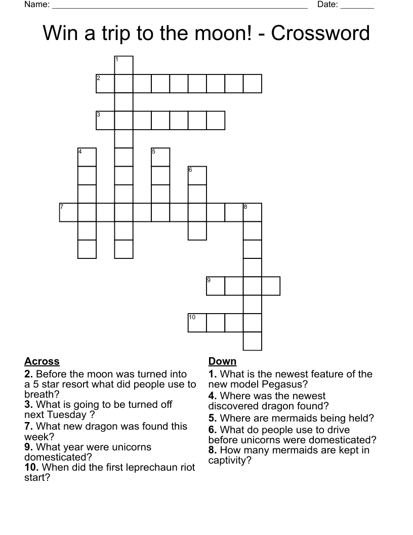 Win a trip to the moon! - Crossword