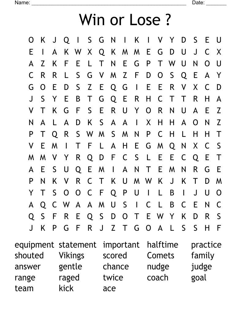 Win or Lose ? Word Search