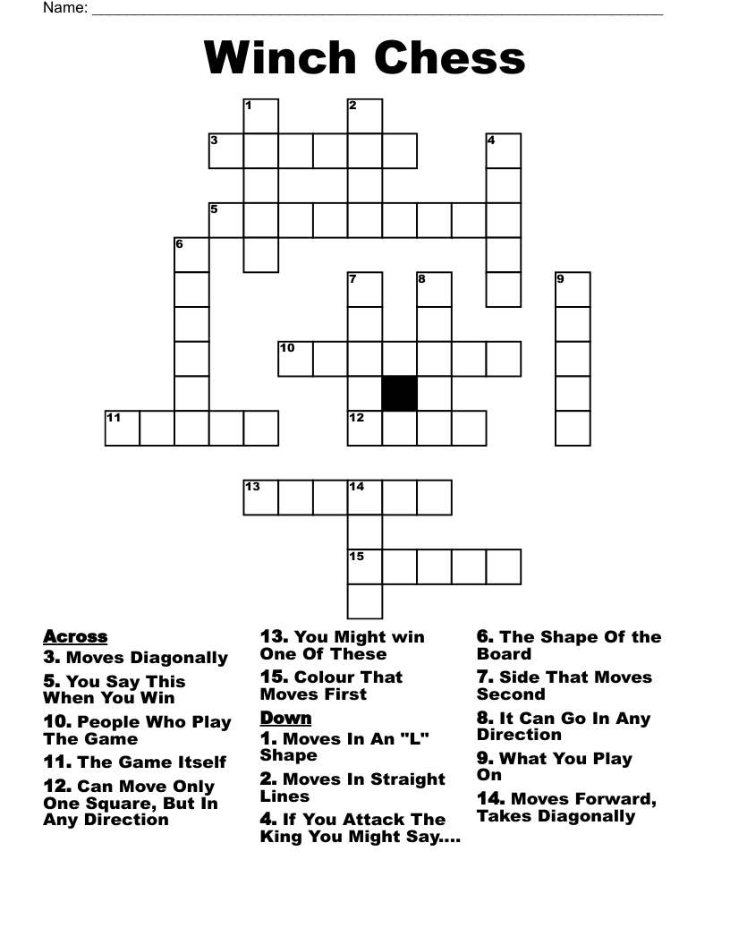 Winch Chess Crossword