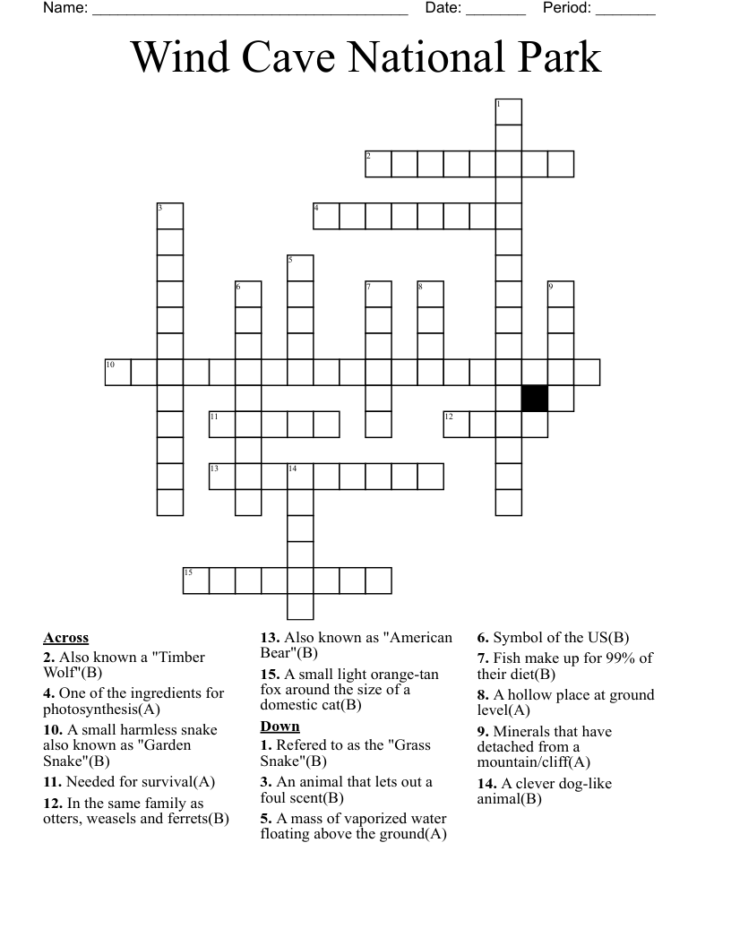 Wind Cave National Park Crossword
