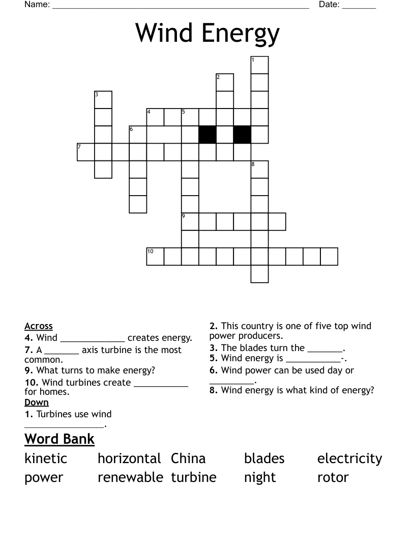 Wind Energy Crossword