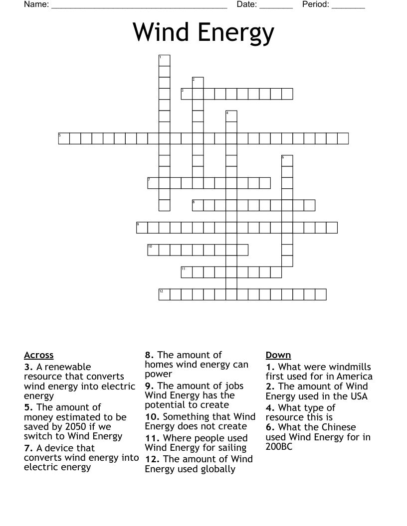 Wind Energy Crossword